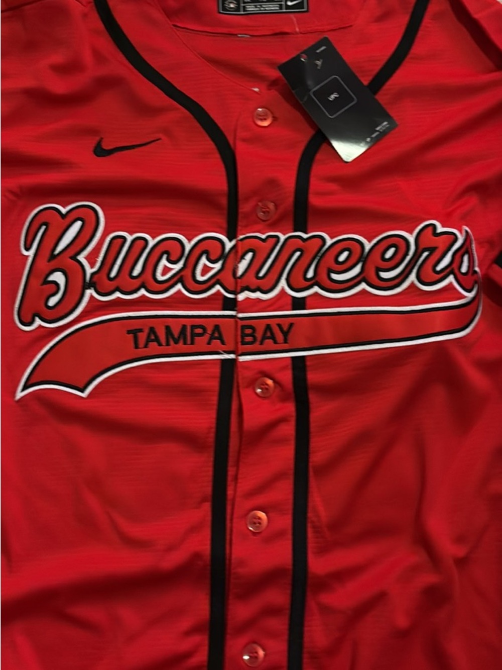 Nike Red Button-Up Jersey with Black Trim